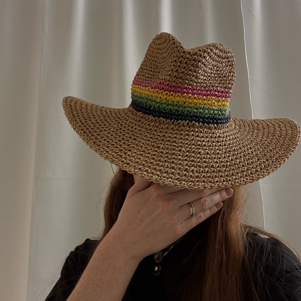 GAP Rainbow straw cowboy hat NWT